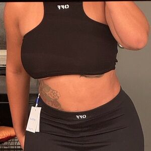 Off-white signature crop top.